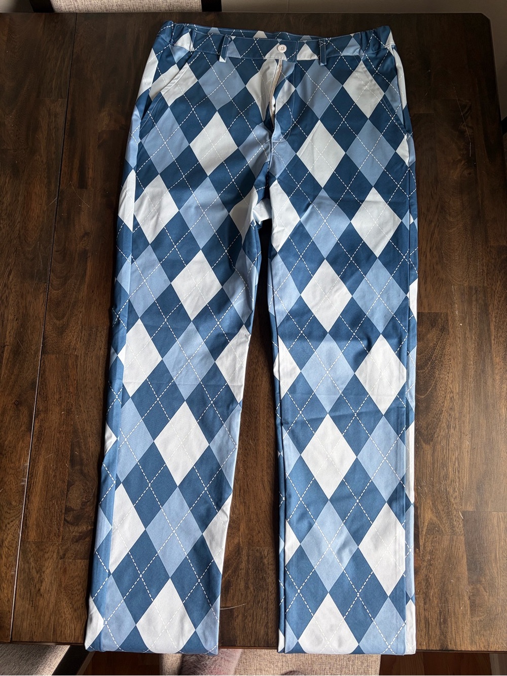 Men's Straight Argyle Golf Jeans - Blue & White